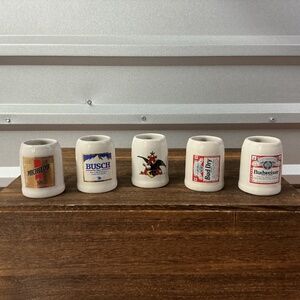 Anheuser-Busch Miniature Ceramic Beer Steins Shot Glasses Collectible Set